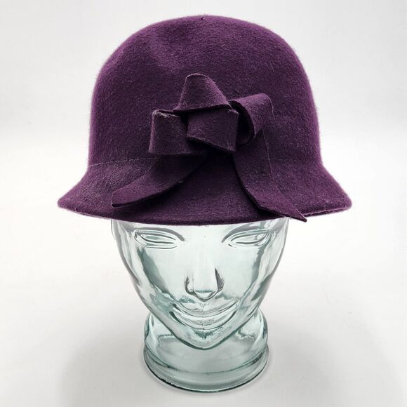Croft & Barrow Wool Purple Bow Flower Cloche Hat - Picture 1 of 7